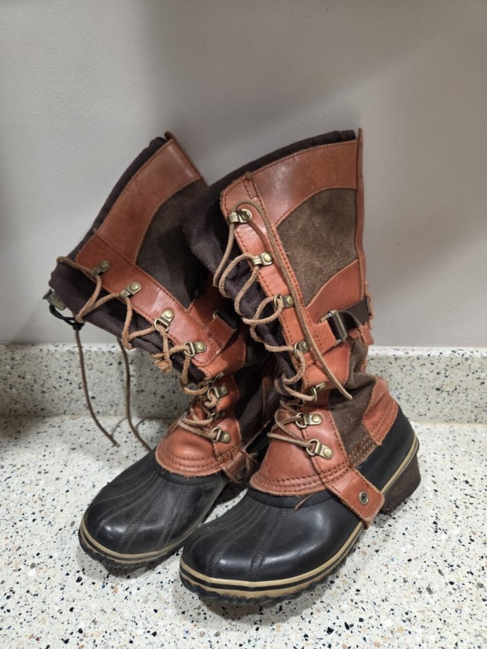 Sorel Conquest Carly NL2033-281 Brown Winter Boots Women's Size 7